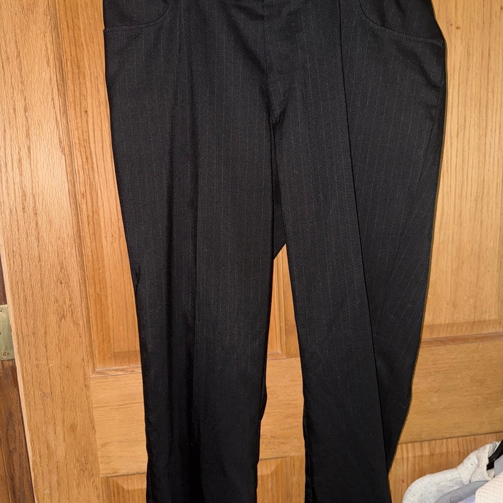 J Lindbergh Men’s Pins Striped Black Dress Pants Size 36 Polyester Wool Blend
